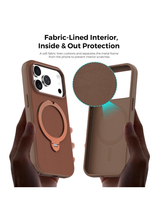 Tech Fabric 360° Rotating Ring Stand Magnetic Phone Case for iPhone 17 Pro Max / 17 Pro, Woven Drop-Proof Protective Cover - Image 5