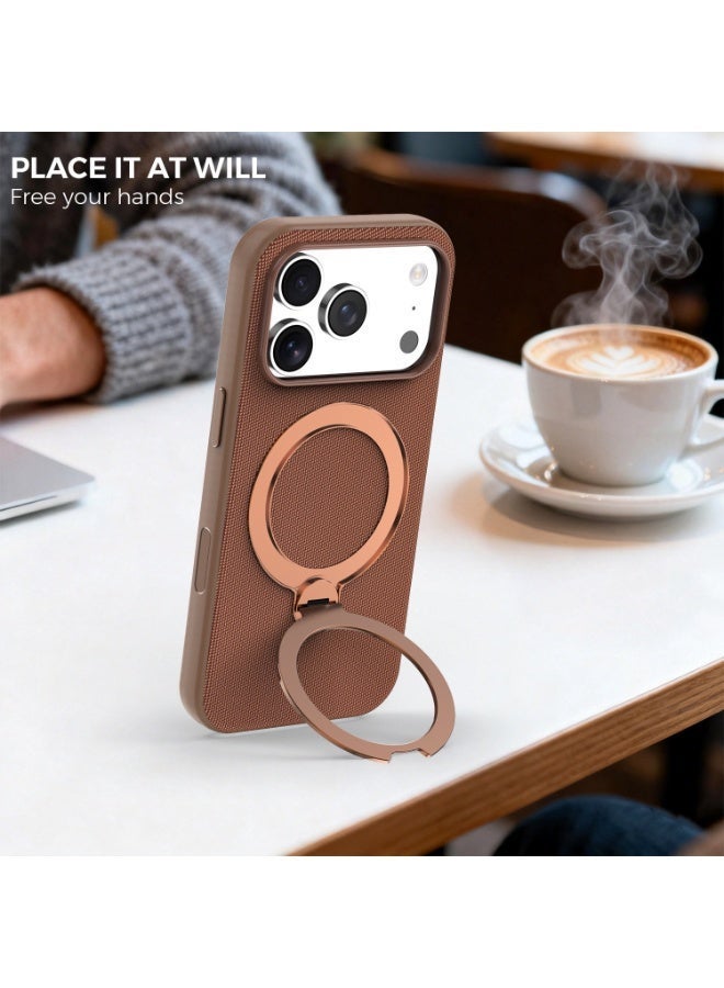 Tech Fabric 360° Rotating Ring Stand Magnetic Phone Case for iPhone 17 Pro Max / 17 Pro, Woven Drop-Proof Protective Cover - Image 3