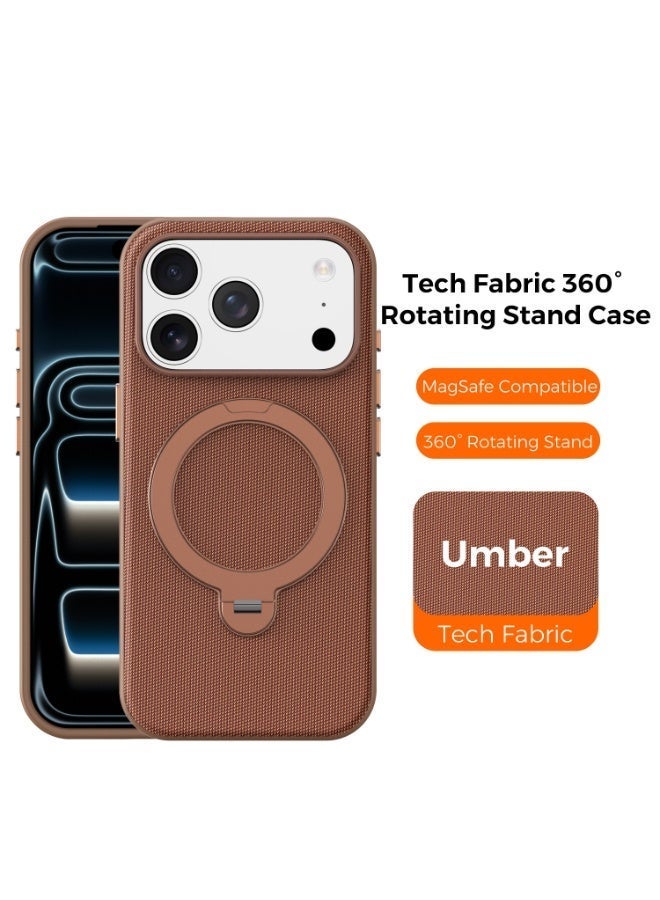 Tech Fabric 360° Rotating Ring Stand Magnetic Phone Case for iPhone 17 Pro Max / 17 Pro, Woven Drop-Proof Protective Cover - Image 2