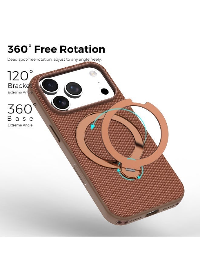 Tech Fabric 360° Rotating Ring Stand Magnetic Phone Case for iPhone 17 Pro Max / 17 Pro, Woven Drop-Proof Protective Cover - Image 1