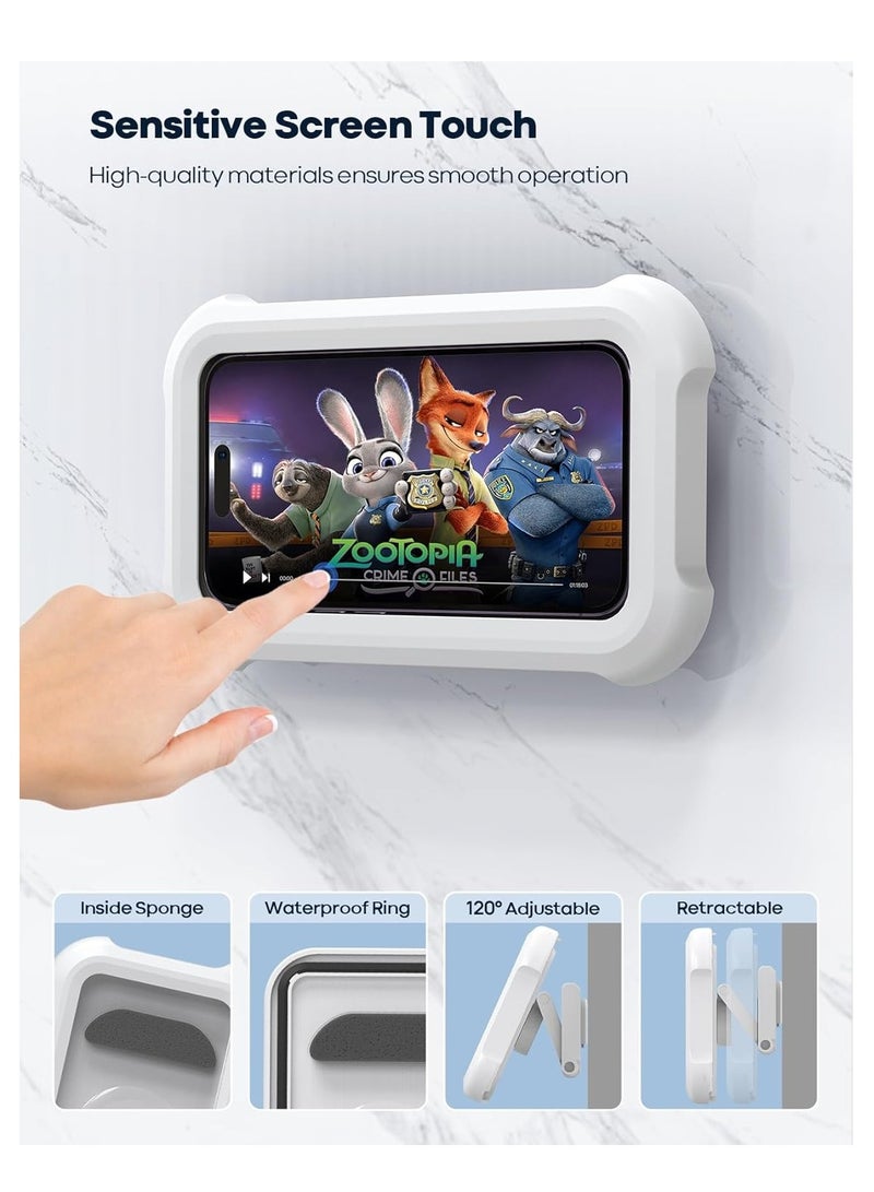 حامل الهاتف Lamicall للاستحمام مقاوم للماء - حامل هاتف للاستحمام قابل للدوران 480 درجة وقابل للتعديل، حامل هاتف على الحائط في الحمام مقاوم للماء ومضاد للضباب، ملحقات للاستحمام للهواتف مقاس 4-7 بوصات - Image 2