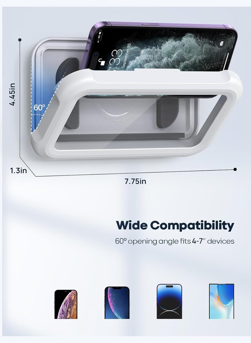 حامل الهاتف Lamicall للاستحمام مقاوم للماء - حامل هاتف للاستحمام قابل للدوران 480 درجة وقابل للتعديل، حامل هاتف على الحائط في الحمام مقاوم للماء ومضاد للضباب، ملحقات للاستحمام للهواتف مقاس 4-7 بوصات - Image 4