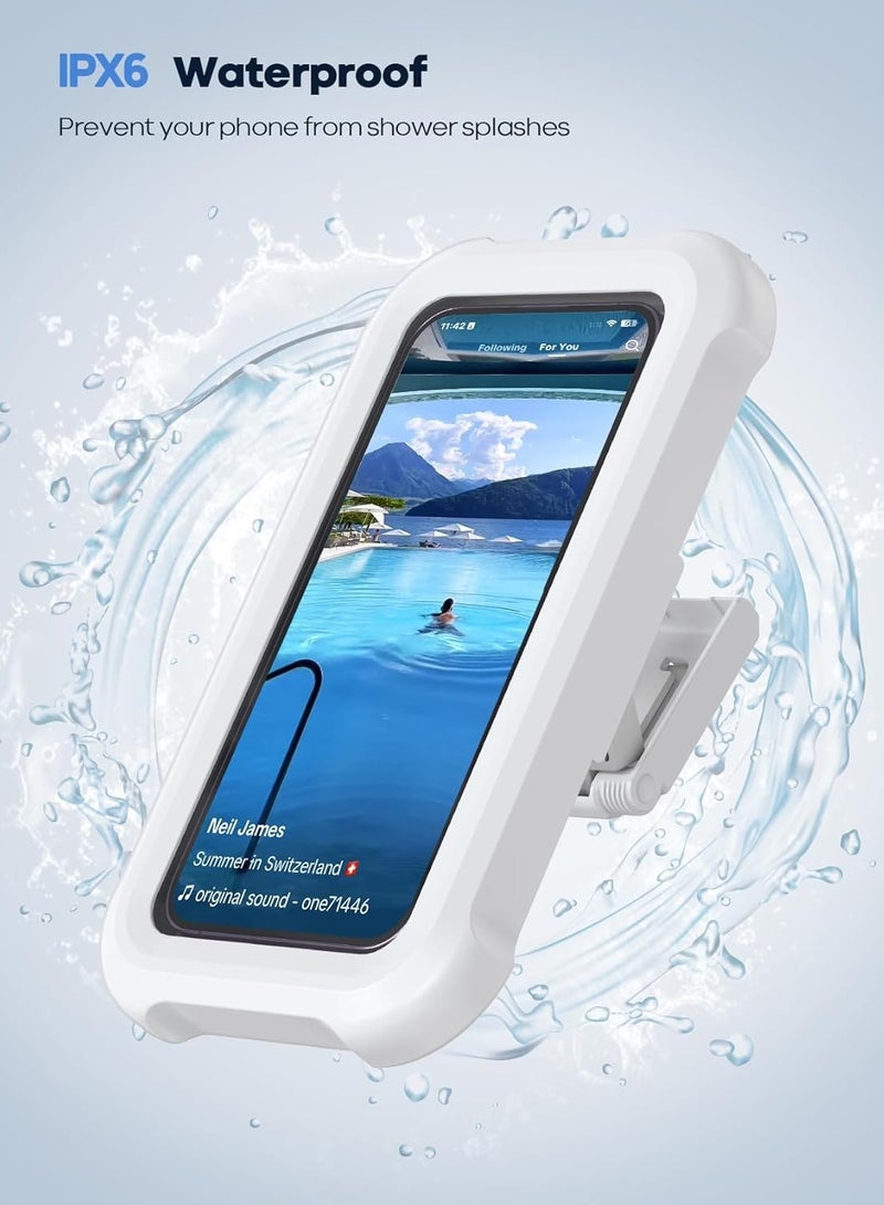 حامل الهاتف Lamicall للاستحمام مقاوم للماء - حامل هاتف للاستحمام قابل للدوران 480 درجة وقابل للتعديل، حامل هاتف على الحائط في الحمام مقاوم للماء ومضاد للضباب، ملحقات للاستحمام للهواتف مقاس 4-7 بوصات - Image 5