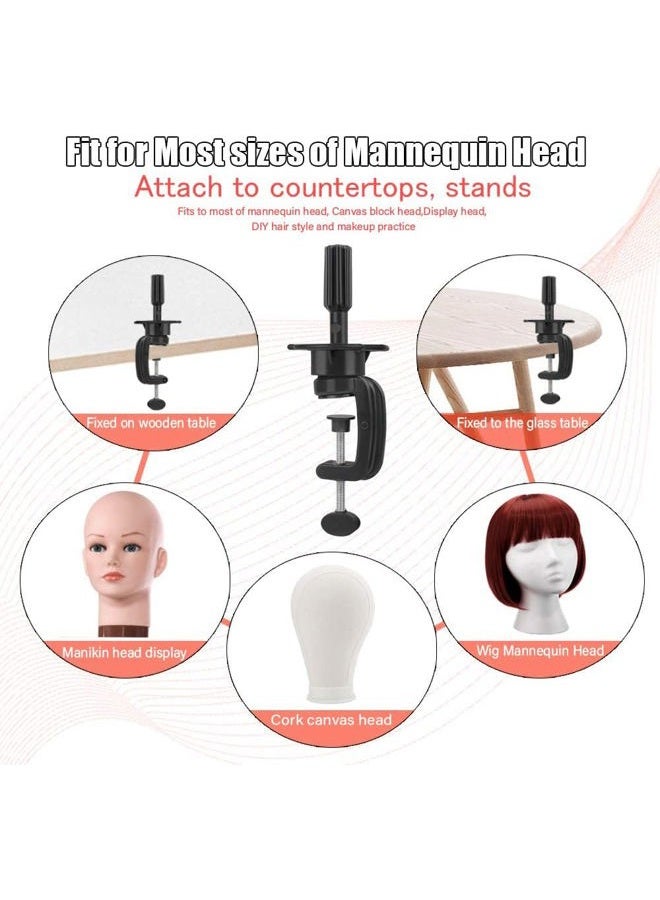 Teenitor Wig Mannequin Head Stand, 2 Pack Cosmetology Manikin Stand Mannequin Head Holder Clamp Black Wig Stand Holder - Image 5