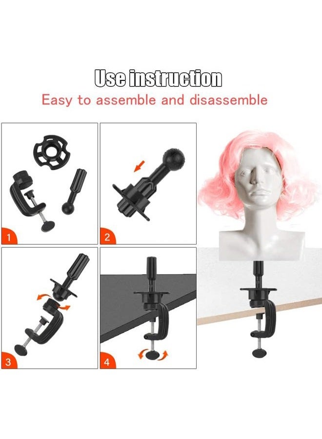 Teenitor Wig Mannequin Head Stand, 2 Pack Cosmetology Manikin Stand Mannequin Head Holder Clamp Black Wig Stand Holder - Image 4