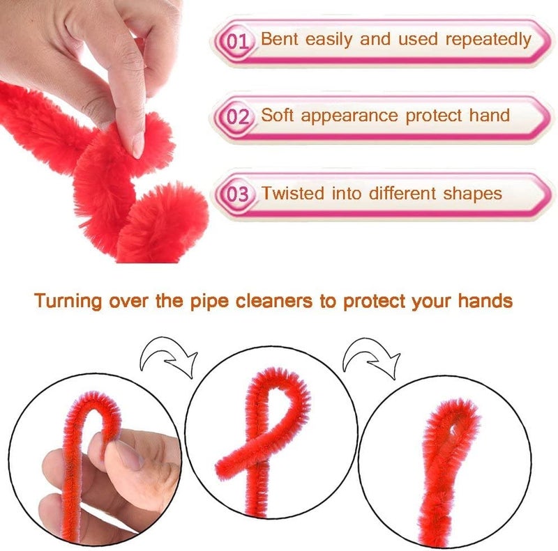 deziine DEZIINE 10colors Pipe Cleaners Chenille Stems Pipe Cleaners for Crafts Pipe Cleaner Crafts Art and Craft Supplies Pack of 200PCS  - Image 4