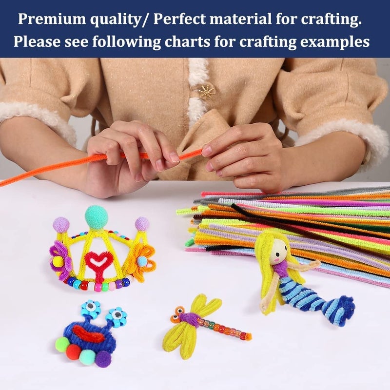 deziine DEZIINE 10colors Pipe Cleaners Chenille Stems Pipe Cleaners for Crafts Pipe Cleaner Crafts Art and Craft Supplies Pack of 200PCS  - Image 2