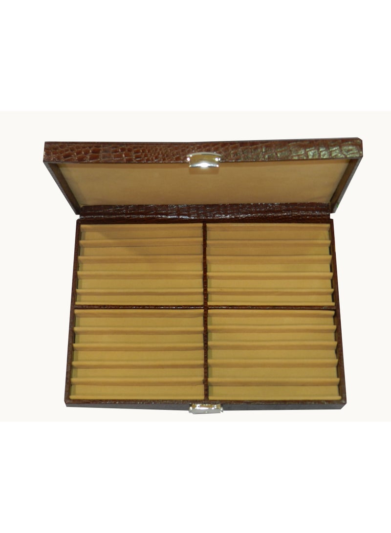 LAVERI LEATHER Laveri 20 Piece Genuine Leather Pen  Case Storage and Fountain Pen , Chain, Braslets Organizer Box with Key Lock - Image 3