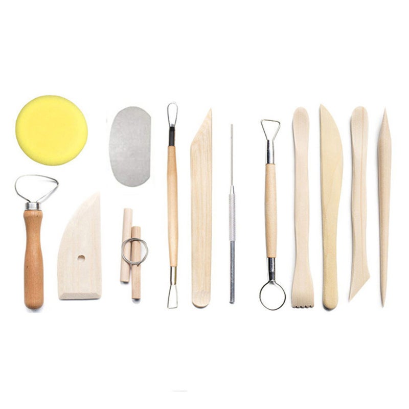 Pottery Clay Tools 13pcs High-quality Wood Metal - Comfortable Easy Grip Ceramic Sculpting Kit for Beginners Artists Experts Clay Modeling - Image 1