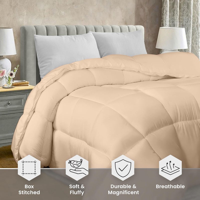 Utopia Bedding Comforter Duvet Insert, Quilted Comforter with Corner Tabs, Box Stitched Down Alternative Comforters Queen Size (Beige) - Image 3
