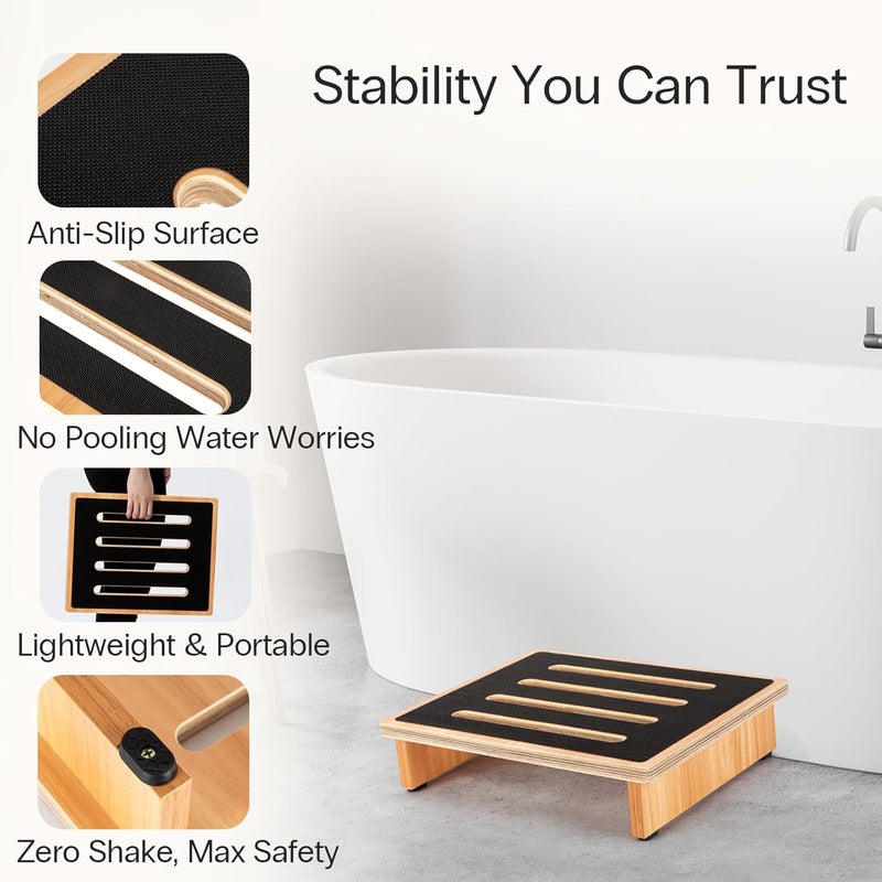 StrongTek 3.5" One Step Stool for Adults, Sturdy Wooden Riser with Non-Slip Rubber Top, 440 lb Capacity, No Assembly Required, Portable for Kitchen, Bathroom, Bedside, Kids & Seniors - Image 3