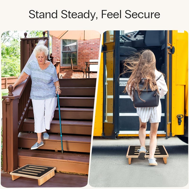 StrongTek 3.5" One Step Stool for Adults, Sturdy Wooden Riser with Non-Slip Rubber Top, 440 lb Capacity, No Assembly Required, Portable for Kitchen, Bathroom, Bedside, Kids & Seniors - Image 4