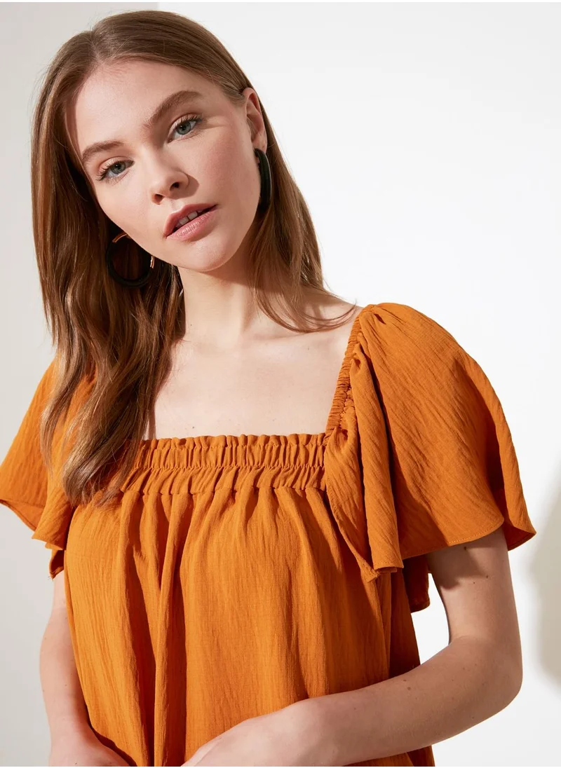 trendyol Square Neck Ruffle Detail Dress