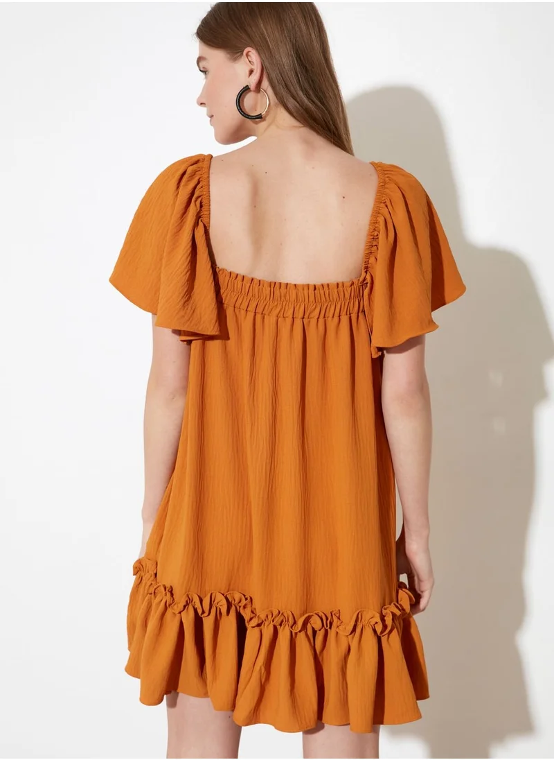trendyol Square Neck Ruffle Detail Dress
