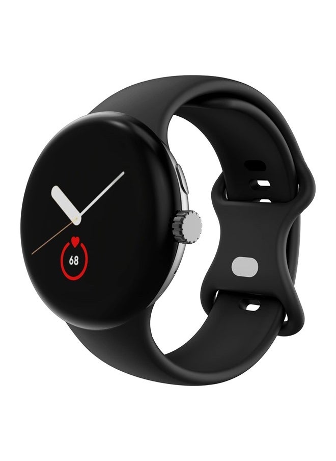 OVERSTEP Compatible for Google Pixel Watch Bands, Soft Silicone Sport Strap Metal Buckle for Google Watch Band, Replacement Google Pixel Watch 2022 Band for Women Men (Small, Black)  - Image 1