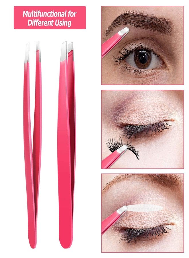 Mudder 12 Pcs Eyebrow Tweezers Set for Facial Hair Stainless Steel Slanted Tip Tweezers in Bulk for Men and Women (Rose Red) - Image 4