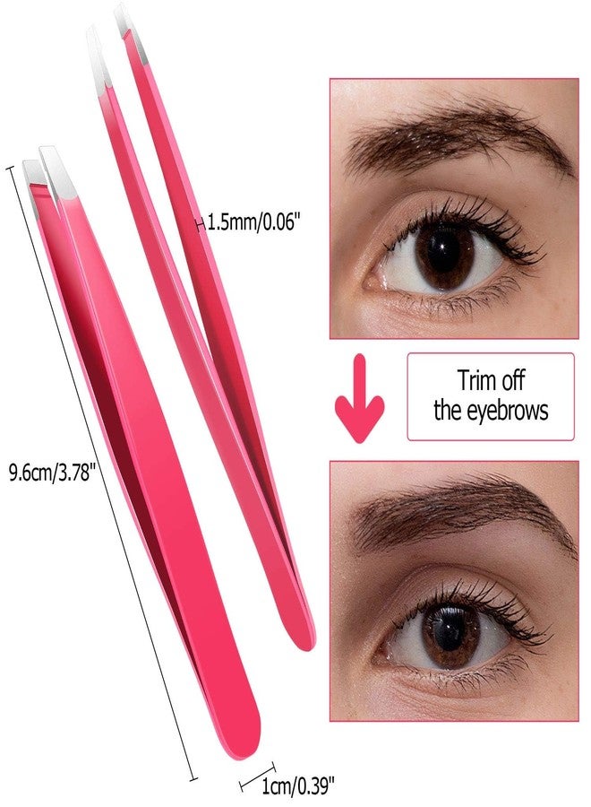 Mudder 12 Pcs Eyebrow Tweezers Set for Facial Hair Stainless Steel Slanted Tip Tweezers in Bulk for Men and Women (Rose Red) - Image 2