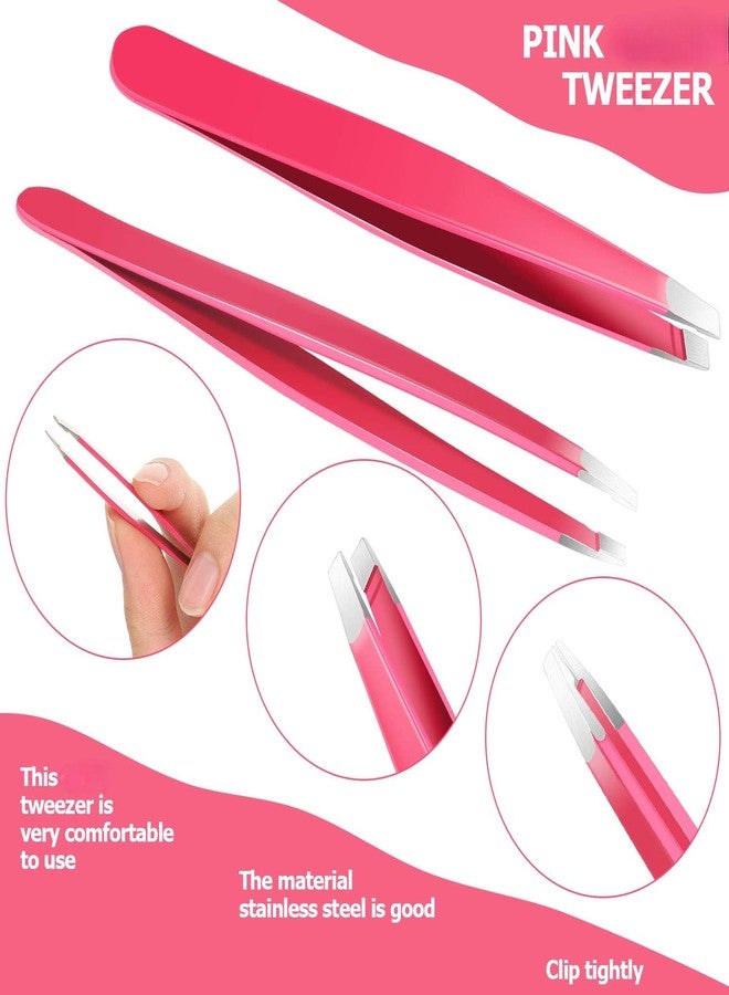 Mudder 12 Pcs Eyebrow Tweezers Set for Facial Hair Stainless Steel Slanted Tip Tweezers in Bulk for Men and Women (Rose Red) - Image 3