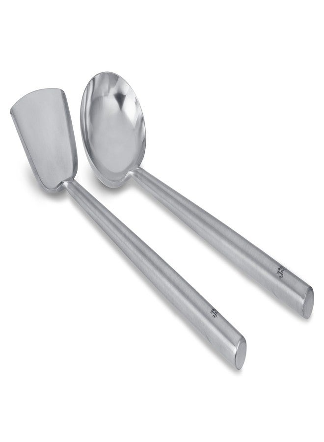 Craft Wok s/s Ladle and Spatula (Turner) Stainless Set with Stainless Handles for Asian Chinese Woks Traditional / 732W326 - Image 1