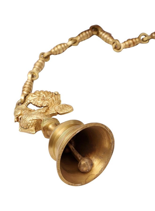 APKO Vintage Brass Temple Bell with Peacock On Chain, Brass Temple Decor Bell, Brass Hanging Bells for Home Mandir Temple Living Room Decoration Pooja | Door Hanging Bell, Height 23 inches - Image 5