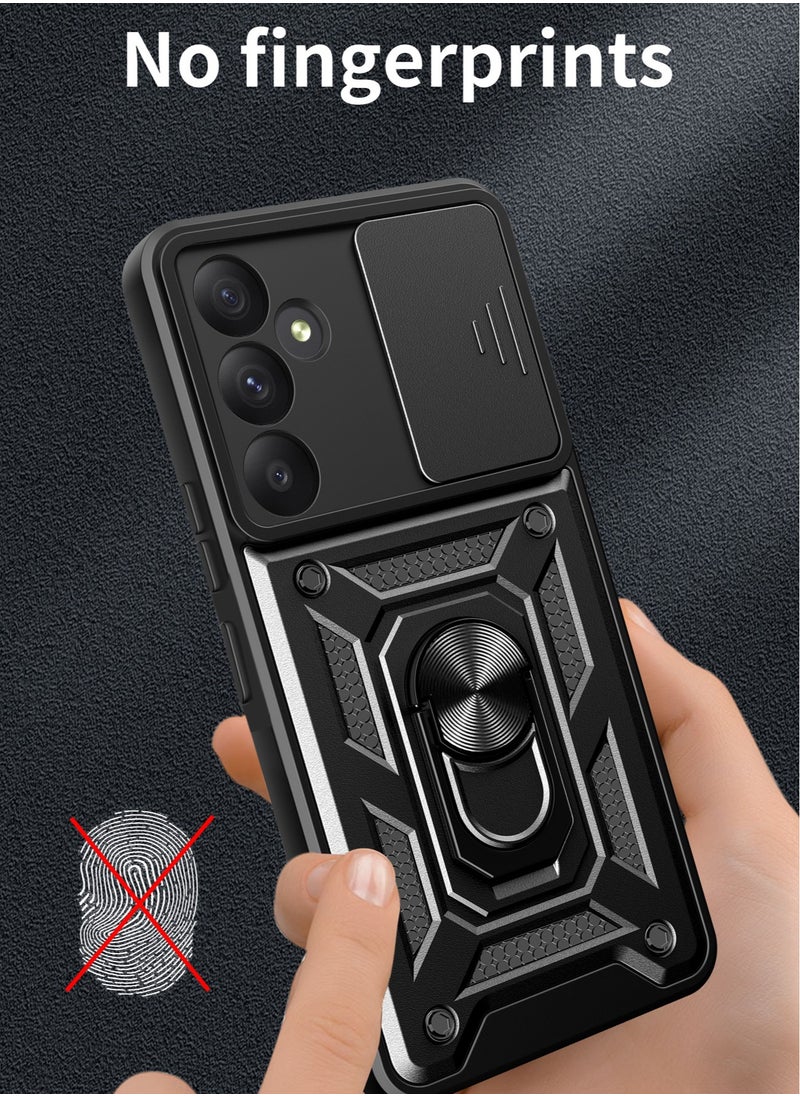 Samsung Galaxy A35 5G Case, Slide Camera Lens Cover + 360°Rotating Kickstand Ring + Support Magnetic Car Mount Shockproof Mobile Phone Case
