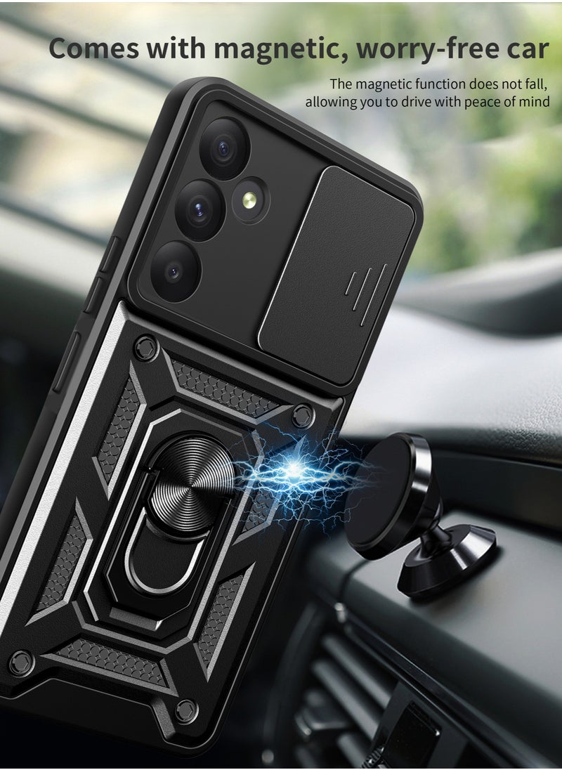 Samsung Galaxy A35 5G Case, Slide Camera Lens Cover + 360°Rotating Kickstand Ring + Support Magnetic Car Mount Shockproof Mobile Phone Case