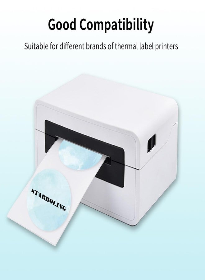 Starboling Thermal Labels,2 Inch Blue Watercolor Round Thermal Printer Stickers,Self-Adhesive Round Direct Thermal Labels,Thermal Stickers for DIY Logo Design,Name Tag - Image 4