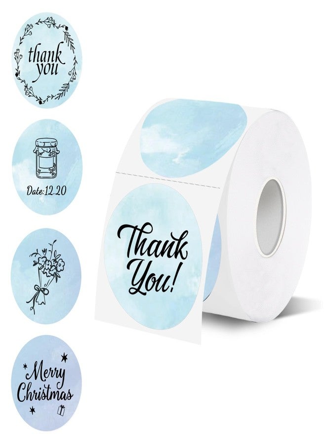 Starboling Thermal Labels,2 Inch Blue Watercolor Round Thermal Printer Stickers,Self-Adhesive Round Direct Thermal Labels,Thermal Stickers for DIY Logo Design,Name Tag - Image 1