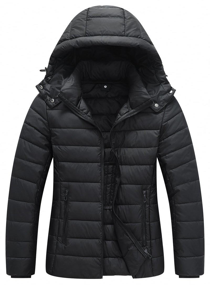 TDYPCI Women's Winter Coat Lightweight Waterproof Puffer Jacket - Quilted Short Down Coat for Women, Ultra Warm Winter Jacket with Hood - Image 1