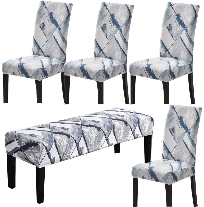 HAPPYDOG Stretch Dining Chair Covers Removable Washable Spandex Slipcovers for High Chairs 4PCSSet 1 PCS Bench Cover Winter - Image 2