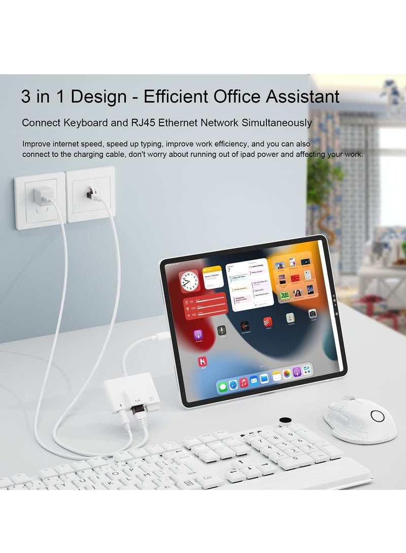 كاست ويف RJ45 Ethernet Adapter, OTG Charging Port RJ45 3-In-1 USB Wired Adapter for iPhone, Ipad Camera High-Speed Reader Cable Converter Hub - Image 4