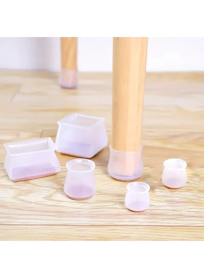 16pcs Transparent White Felt Furniture Leg Covers Silent Floor Protectors for Table Chair - Image 1