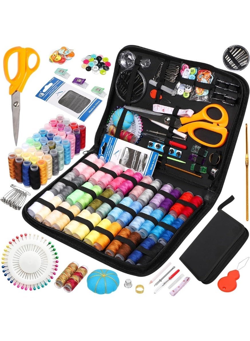 Sewing Kit with Case, Sewing Supplies for Home Travel and Emergency, Kids Machine, Contains Spools of Thread, Mending and Sewing Needles, Scissors, Thimble, Tape Measure - Best Deal Finder