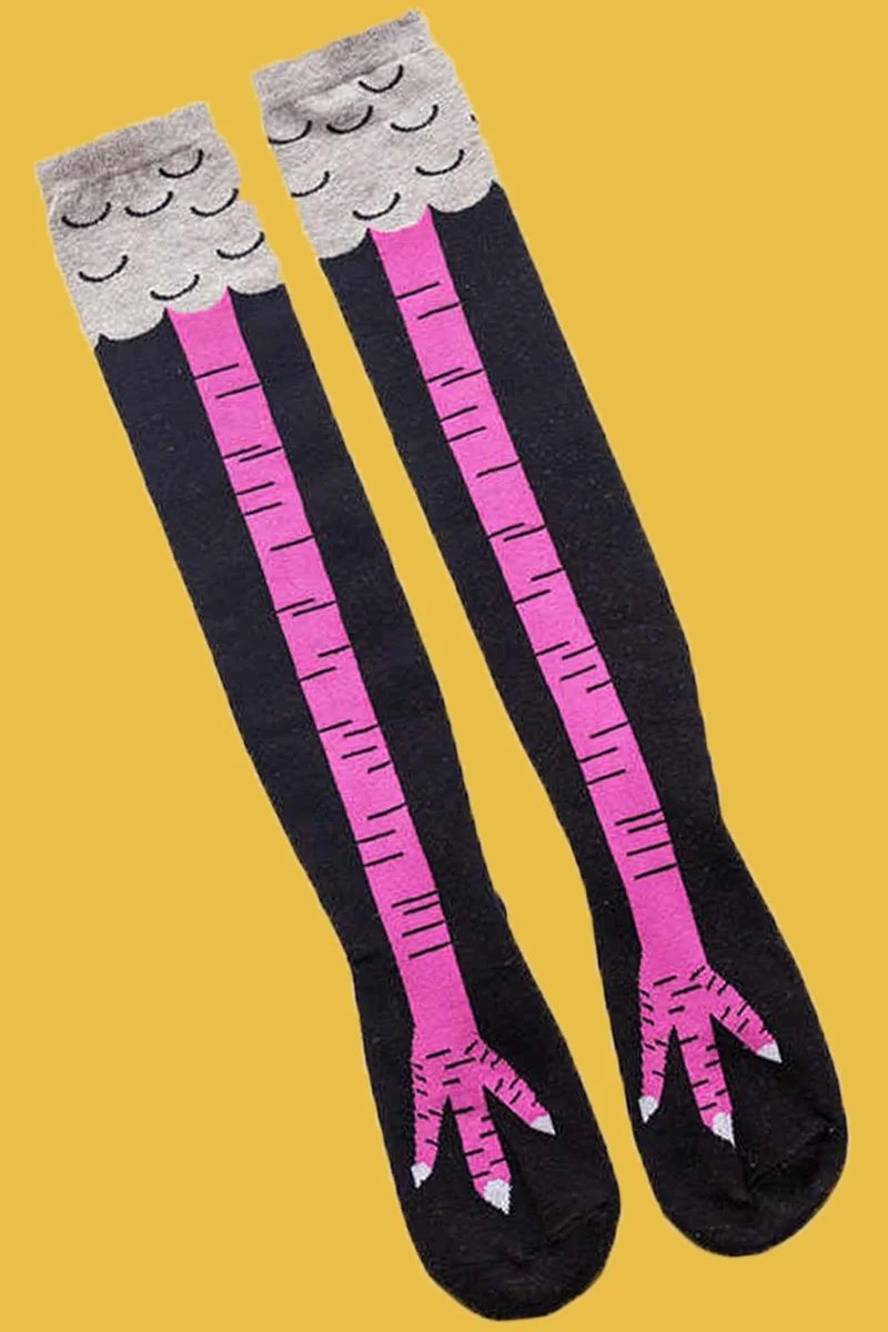 Bgk Single Unisex Chicken Feet Patterned Knee Socks