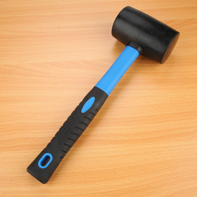Double Side Rubber Hammer: Elastic Non-damaging Rubber Head, Ergonomic Handle - Soft Hardness Hammer for Floor Tile Glass Installation - Image 1