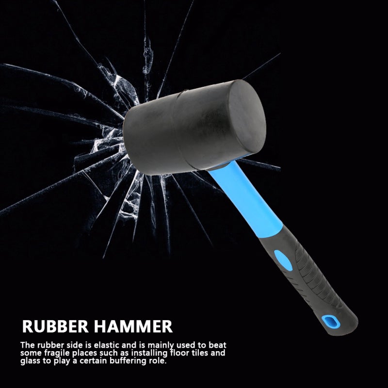 Double Side Rubber Hammer: Elastic Non-damaging Rubber Head, Ergonomic Handle - Soft Hardness Hammer for Floor Tile Glass Installation - Image 3
