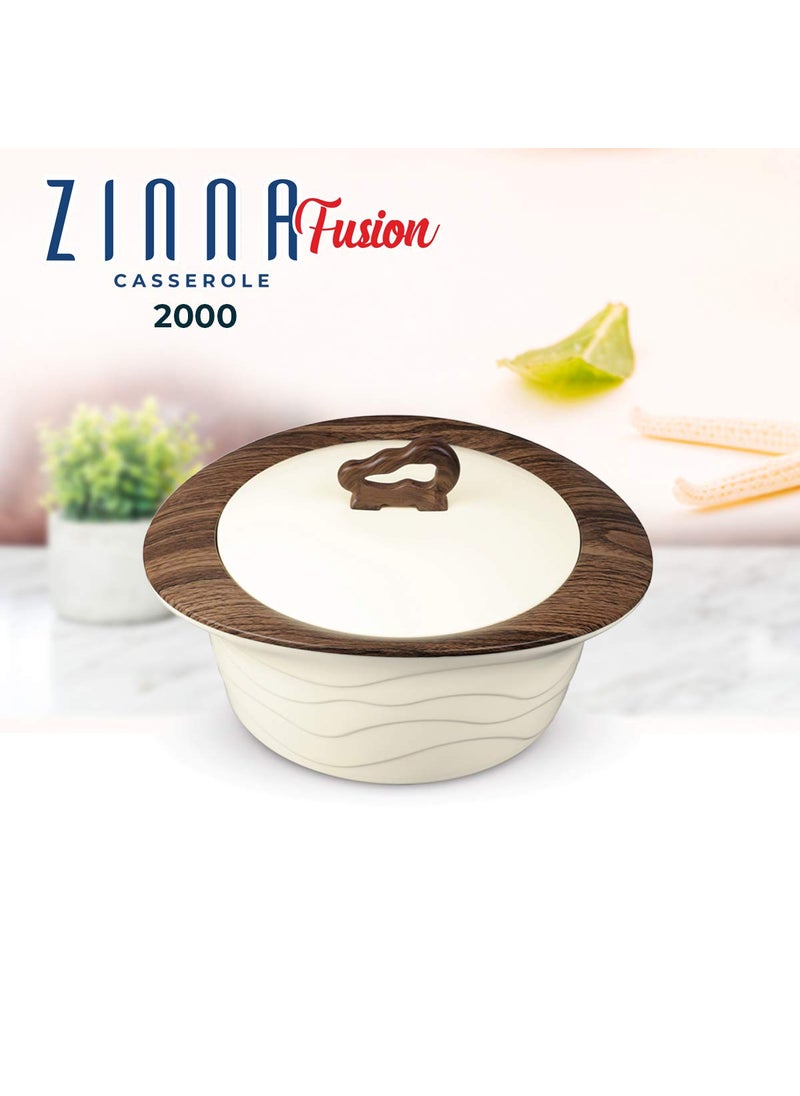 Trueware TRUEWARE Zinna Fusion Casserole 2000 Inner Steel Casserole 2000 mlDark Brown PU Insulated BPA free Odour Proof Food Grade Easy to Carry Easy to Store Ideal For Chapatti Roti Curd Maker Kitchen Storage Kitchen accesseroies Thermoware Hot Pot  - Image 2