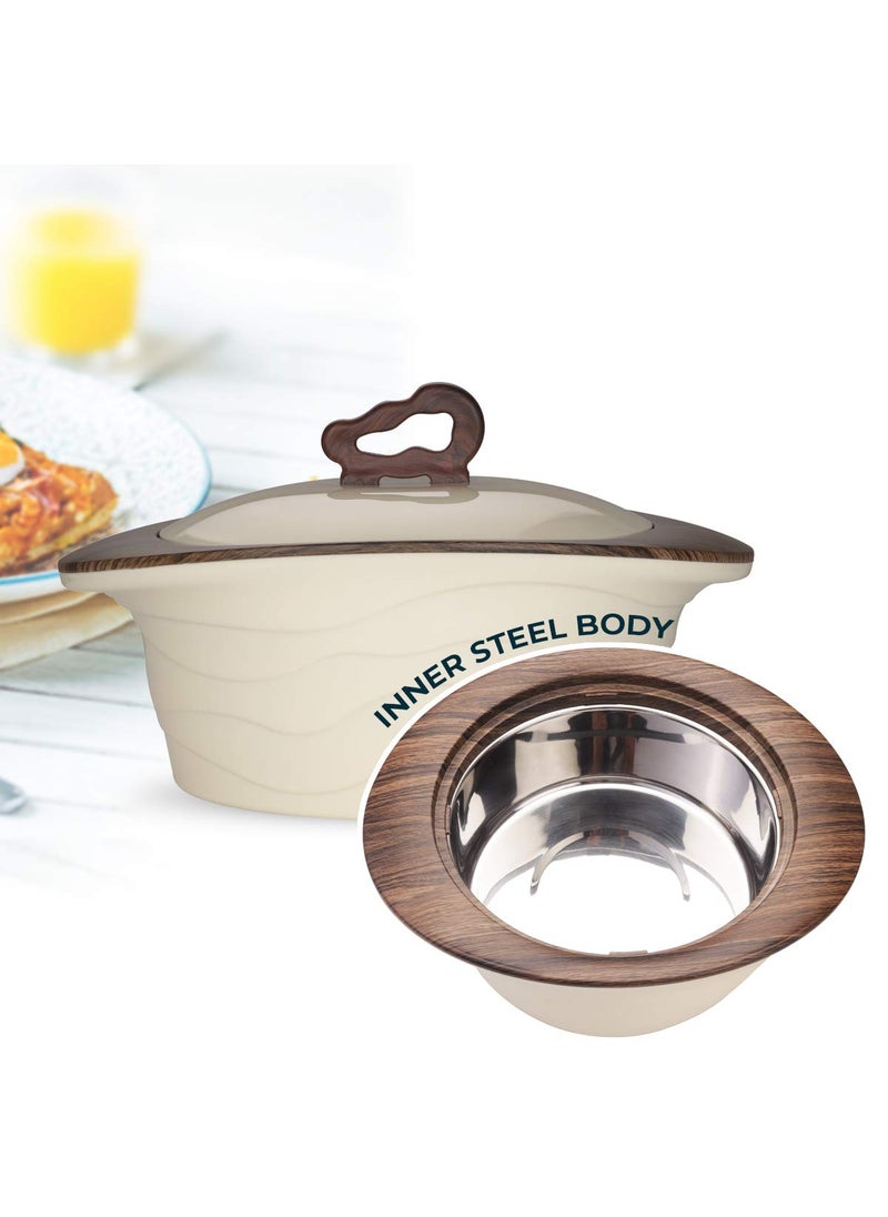 Trueware TRUEWARE Zinna Fusion Casserole 2000 Inner Steel Casserole 2000 mlDark Brown PU Insulated BPA free Odour Proof Food Grade Easy to Carry Easy to Store Ideal For Chapatti Roti Curd Maker Kitchen Storage Kitchen accesseroies Thermoware Hot Pot  - Image 3