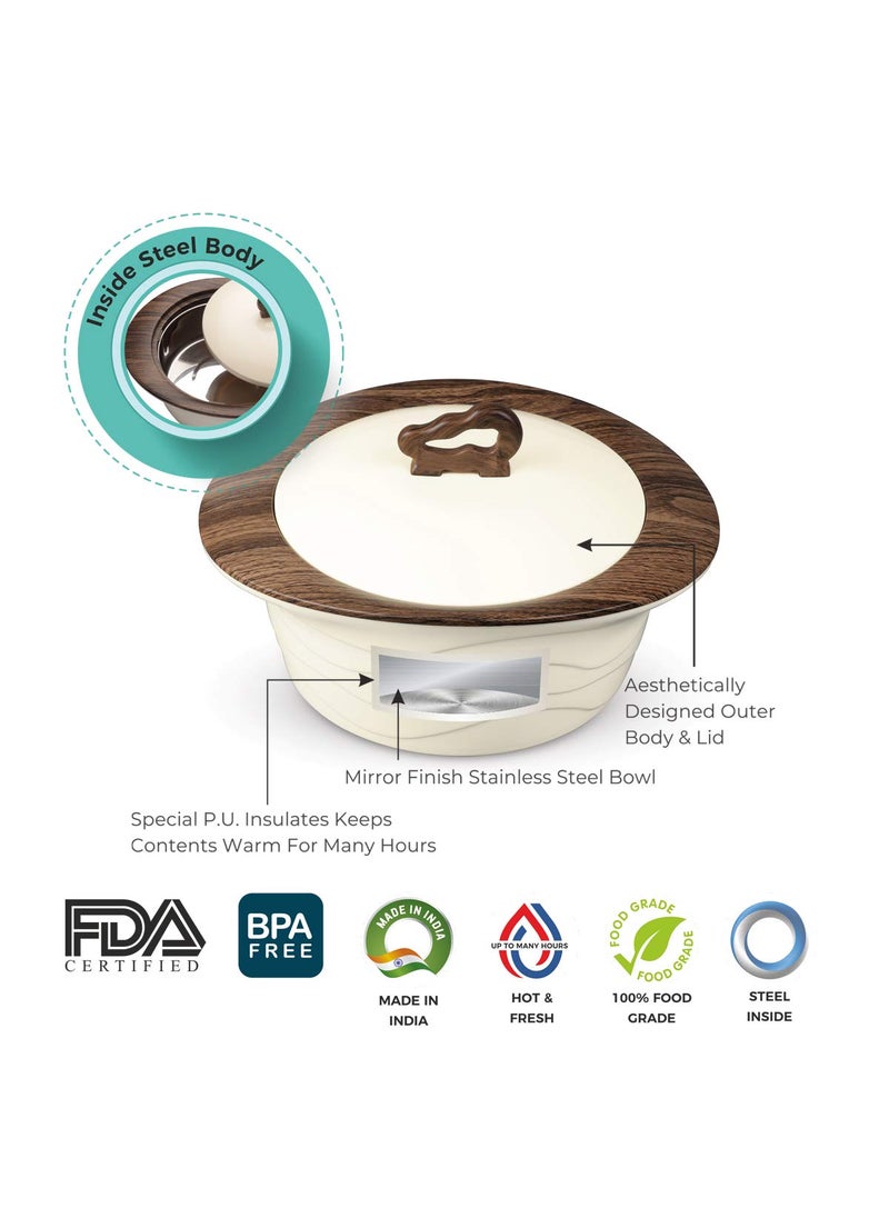 Trueware TRUEWARE Zinna Fusion Casserole 2000 Inner Steel Casserole 2000 mlDark Brown PU Insulated BPA free Odour Proof Food Grade Easy to Carry Easy to Store Ideal For Chapatti Roti Curd Maker Kitchen Storage Kitchen accesseroies Thermoware Hot Pot  - Image 4
