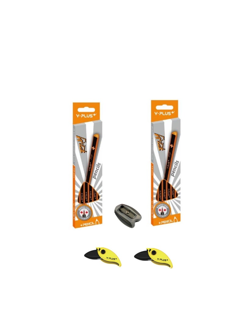 YPlus - Y-Plus Ray Pencil Tri-Grip Jumbo HB with Eraser Tip 24'S WITH SHARPNER AND 2 ERASER COMBO PACK - Image 1