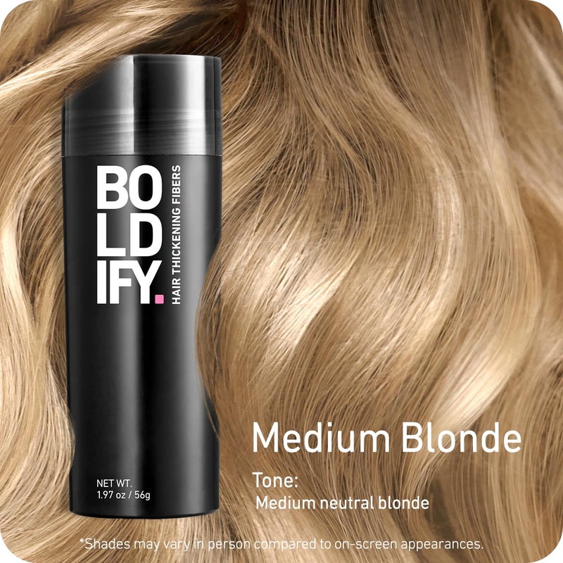 BOLDIFY Hair Fibers (56g) - Fill In Thinning and Fine Hair for an Instantly Fuller, Thicker Look - 14 Shades for Women & Men - Medium Blonde - Image 2