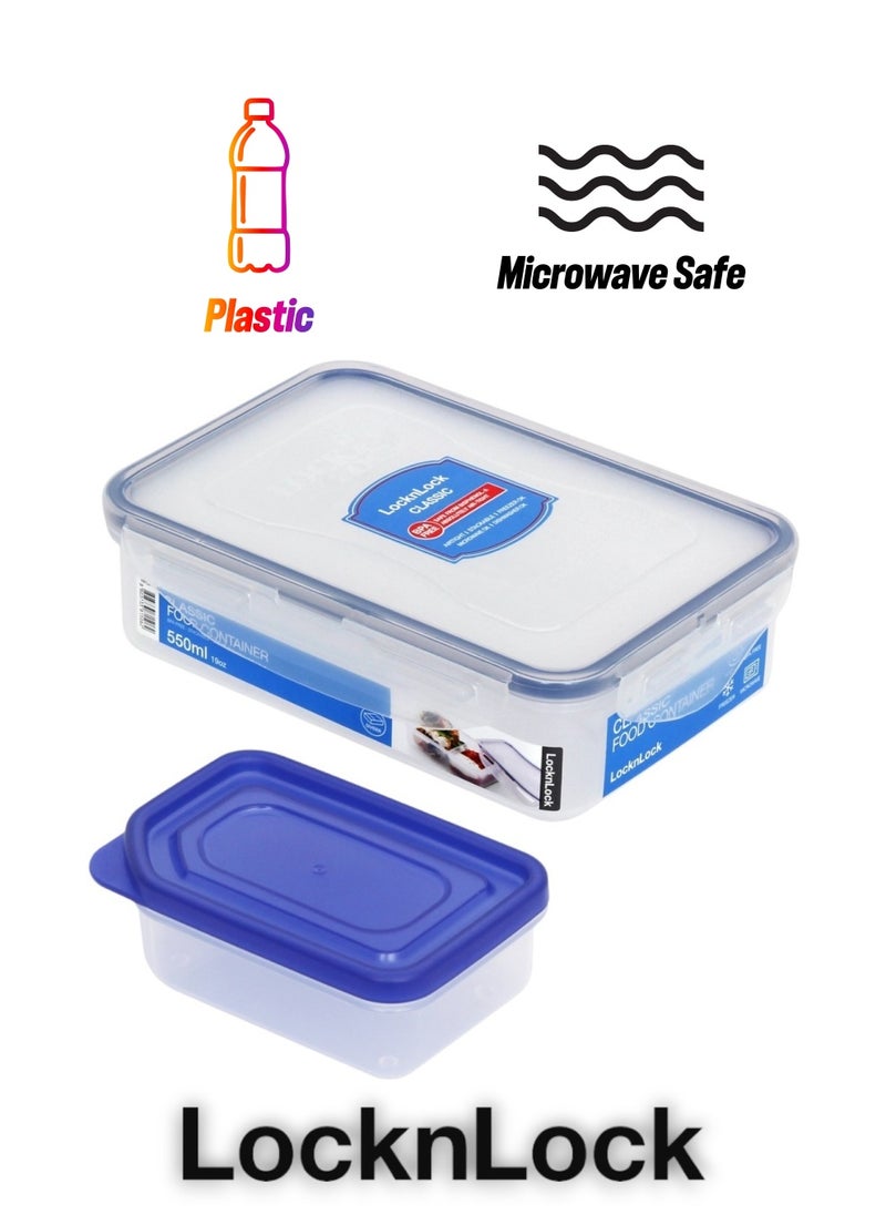 LOCK & LOCK LocknLock 550ml Rectangular  Airtight Food Storage Container with Sauce Tray - BPA-Free, Microwave, Freezer, and Dishwasher Safe  - Image 1