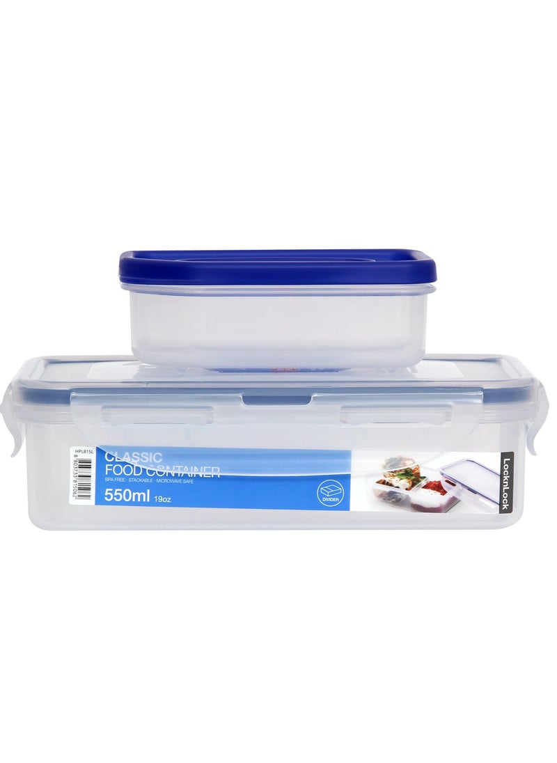 LocknLock 550ml Rectangular  Airtight Food Storage Container with Sauce Tray - BPA-Free, Microwave, Freezer, and Dishwasher Safe