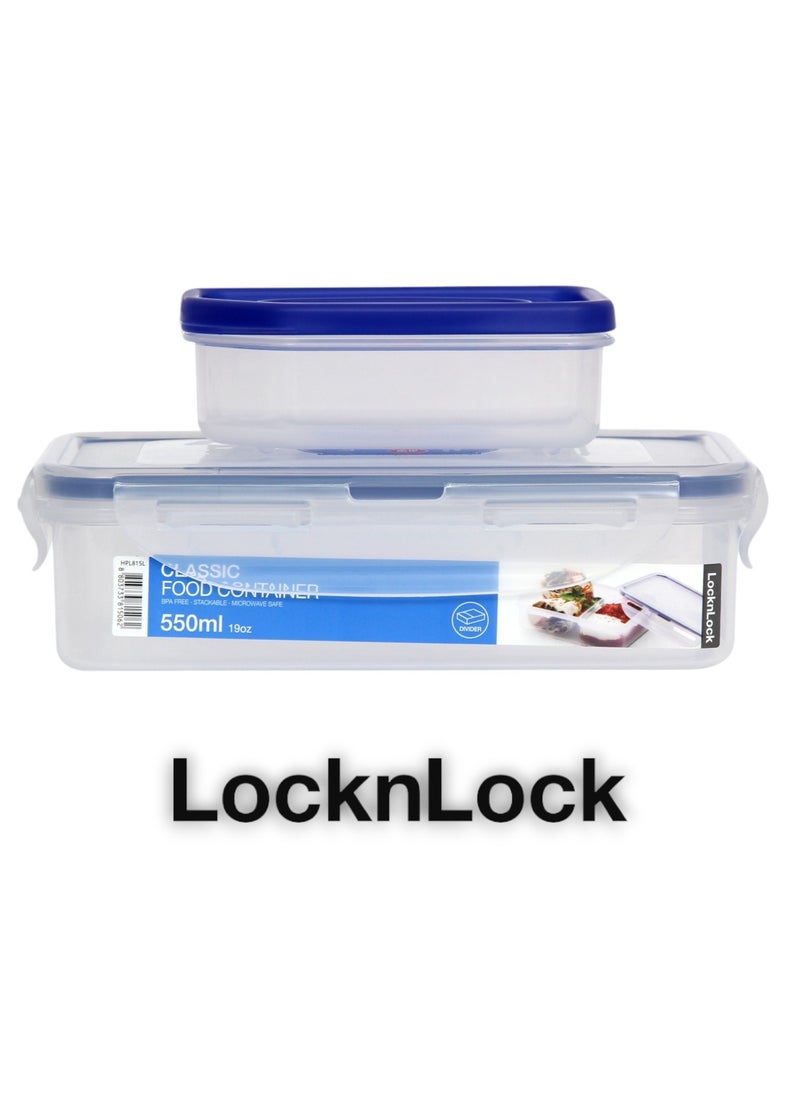 LOCK & LOCK LocknLock 550ml Rectangular  Airtight Food Storage Container with Sauce Tray - BPA-Free, Microwave, Freezer, and Dishwasher Safe  - Image 2