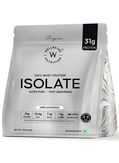 ويلبيينج نيوتريشن بروتين مصل اللبن المعزول من Wellbeing Nutrition بنسبة 100% (بدون نكهة) | 31 جرام بروتين، 15.4 جرام من الأحماض الأمينية الأساسية، 7.1 جرام من الأحماض الأمينية المتفرعة السلسلة | 4B CFU بروبيوتيك وإنزيمات هضمية طبيعية | 99% خالٍ من اللاكتوز | لا يسبب الانتفاخ، سهل الهضم | 1 كجم  - Image 1