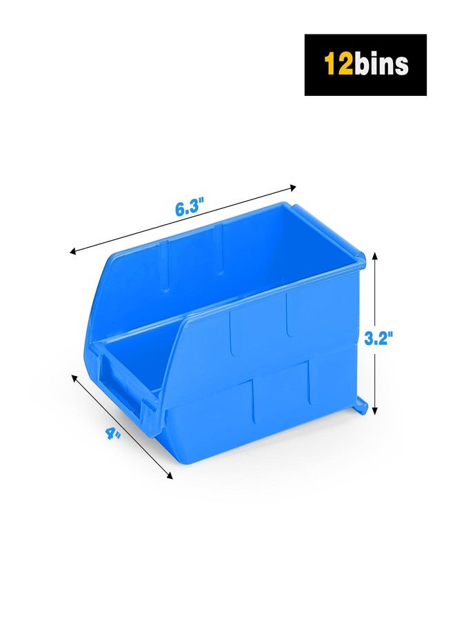 Ultrawall صناديق تخزين جدارية من ألترا وول، صناديق تخزين بلاستيكية معلقة، نظام تخزين أدوات المرآب للمسامير والصواميل والبراغي والمسامير وقطع الغيار الصغيرة، 12 صندوقًا و3 قضبان، أزرق - Image 4