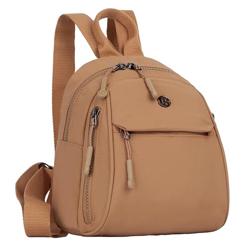 TS WITH TECHSUN Women’s Small Mini Backpack Purse | Water-Resistant Compact Bag for Travel, Casual Outings | Fits Only Essentials (L) 20 X (W) 14 X (H) 24 CM ((L) 20CM X (W) 14CM X (H) 24CM BROWN) - Image 1