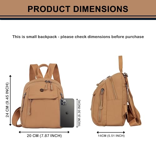 TS WITH TECHSUN Women’s Small Mini Backpack Purse | Water-Resistant Compact Bag for Travel, Casual Outings | Fits Only Essentials (L) 20 X (W) 14 X (H) 24 CM ((L) 20CM X (W) 14CM X (H) 24CM BROWN) - Image 2