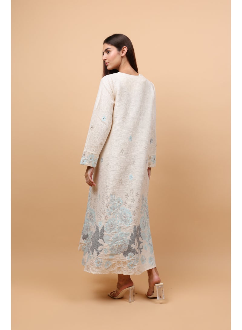 اكسا جلابيات من قماش الكتان الكلاسيكي المزهر - Image 5