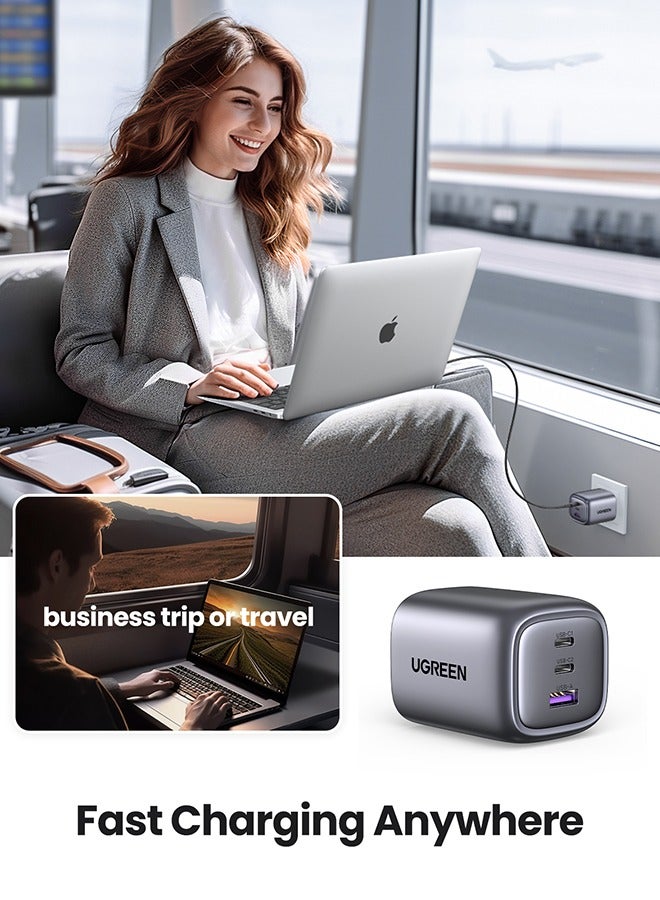 UGREEN ECO Nexode 65W USB C Charger 3 Ports Foldable GaN Laptop Charger Type C Fast Wall Charger Plug Compatible With MacBook Pro Air HP Dell Lenovo iPad Pro Air iPhone 16 15 Pro Max Galaxy S24 23 Apple Watch S10 Grey - Image 3